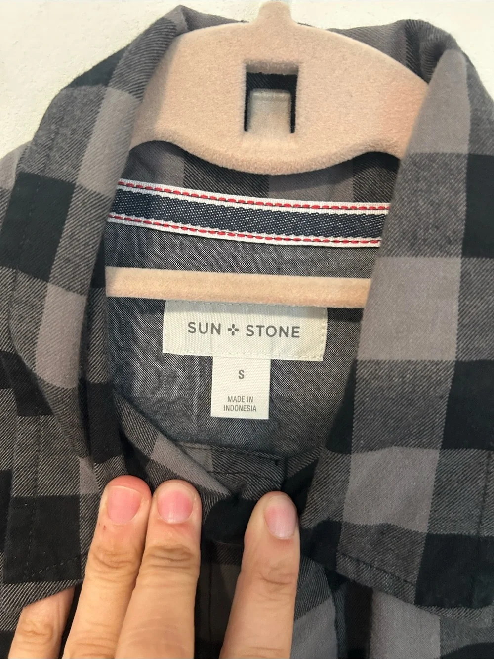 Sun + Stone Black and Gray Plaid Button-Down Shirt